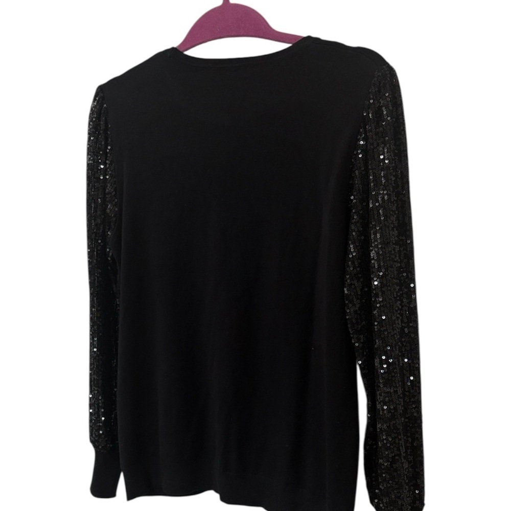 Adrianna Papell Black Top with Sequin Sleeves